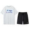 Li Ning Loose Fit Letter Print Pullover Short Sleeve T-Shirt Quick Dry Shorts Set Men Activewear AHSU975-2+AAPU225-1