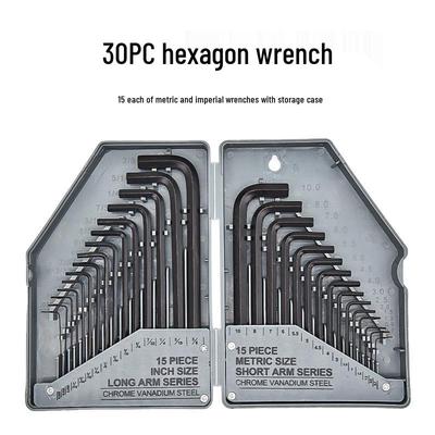 30-Piece Metric & Inch Blackened Hex Wrench Set for Household Repairs