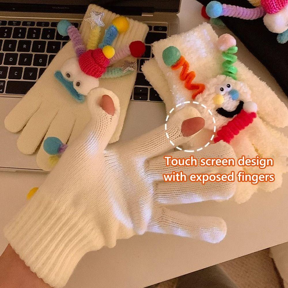 1Pair Soft Women's Gloves Cute Funny Cycling Cold Protection Gloves Warm Knitted Gloves
