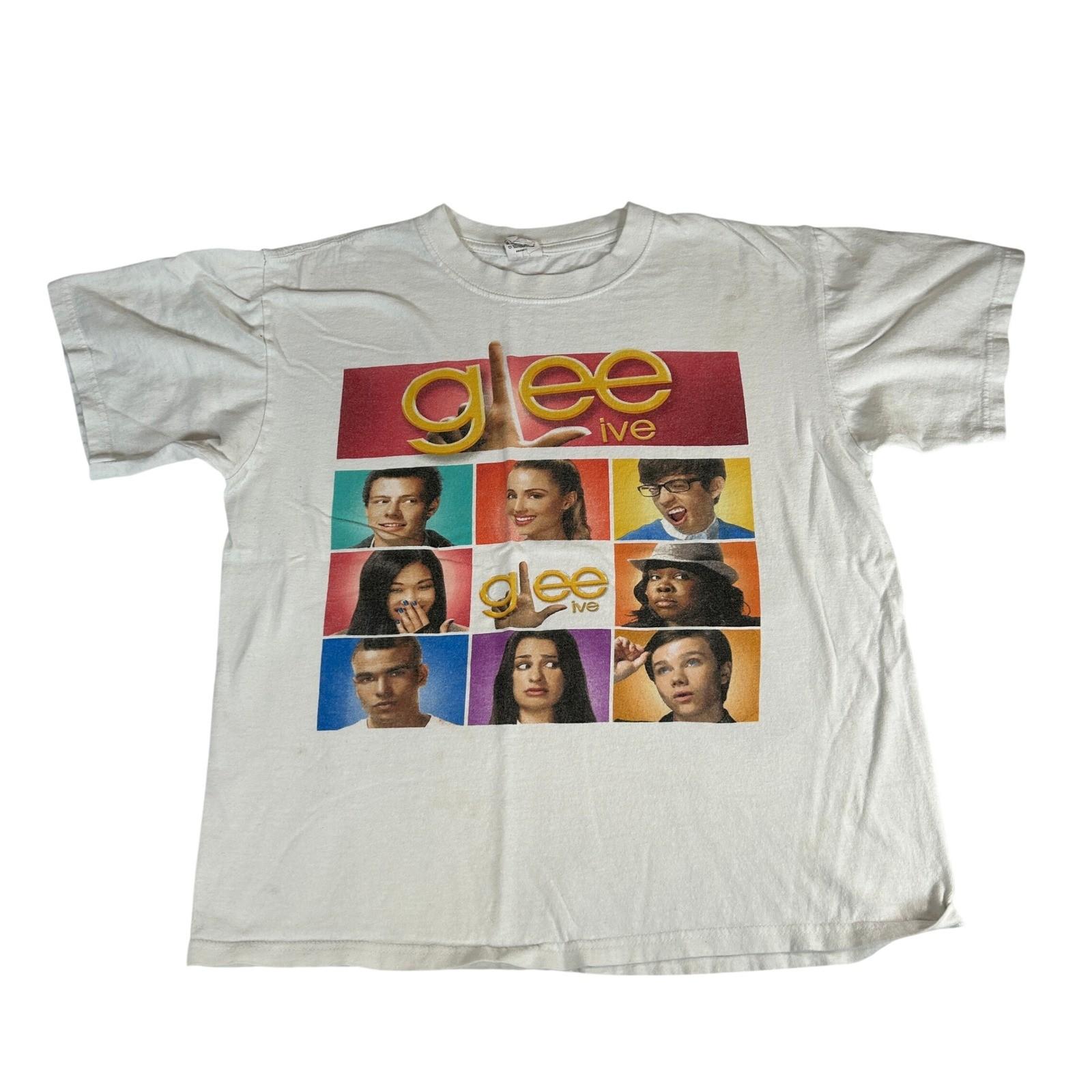 Glee Live In Concert Tour 2010 Mens Medium White Anvil Graphic Cast Tee Unisex T-Shirt XXXXL