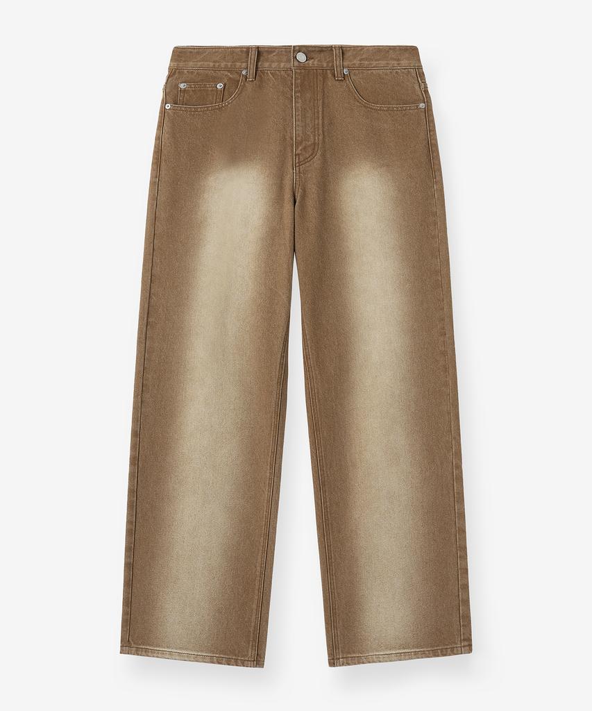 BLOND9 Wit Fading Brown Denim Pants [Wide Fit]