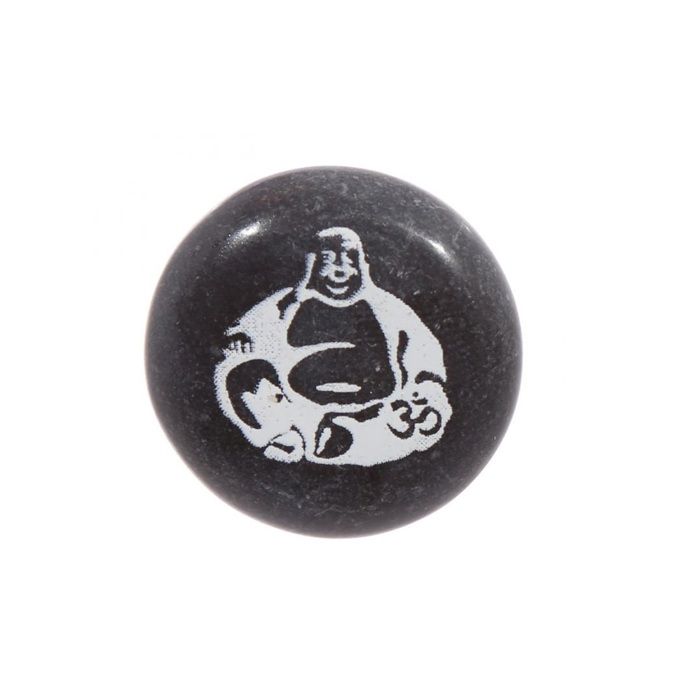 Pierre Bouddha Rieur - EDEN - Jack Evans - Pierre - Noir - 2.5x2.5x0.5 cm