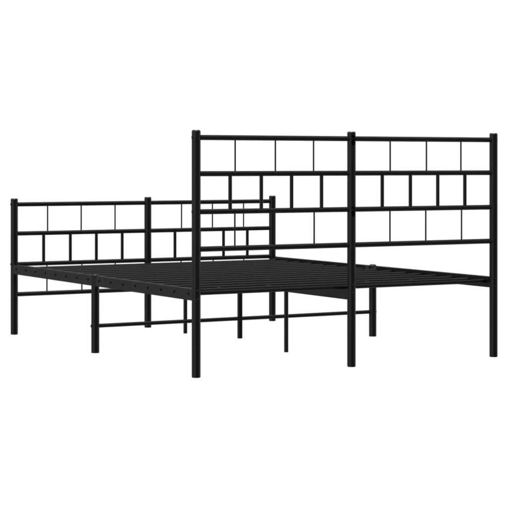 Vidaxl Metalowa Rama Łóżka Z Wezgłowiem I Zanóżkiem, Czarna, 140X190Cm