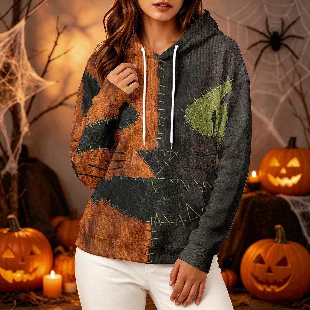 Women's Long Sleeve Halloween Print Hoodie