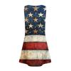 Women's Summer Casual Square Neck Independence Day Printed Dress Sleeveless Dress With Pockets
