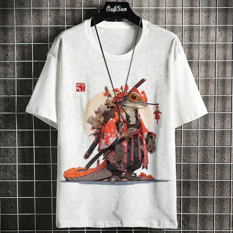 3d Ukiyo-E Animal Print Men's T-Shirt Summer Casual Oversized Short Sleeve T Shirt For Men Fashion Man Clothing 2024 Vintage Tee