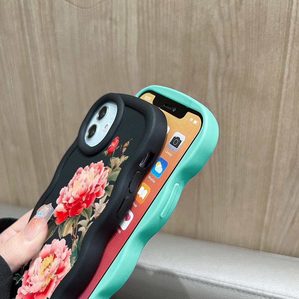 Painted Pattern Big Wave Edge Soft Silicone Material Macaron Phone Case Shockproof Protective Rubber Casing for iPhone Huawei Honor Infinix Tecno