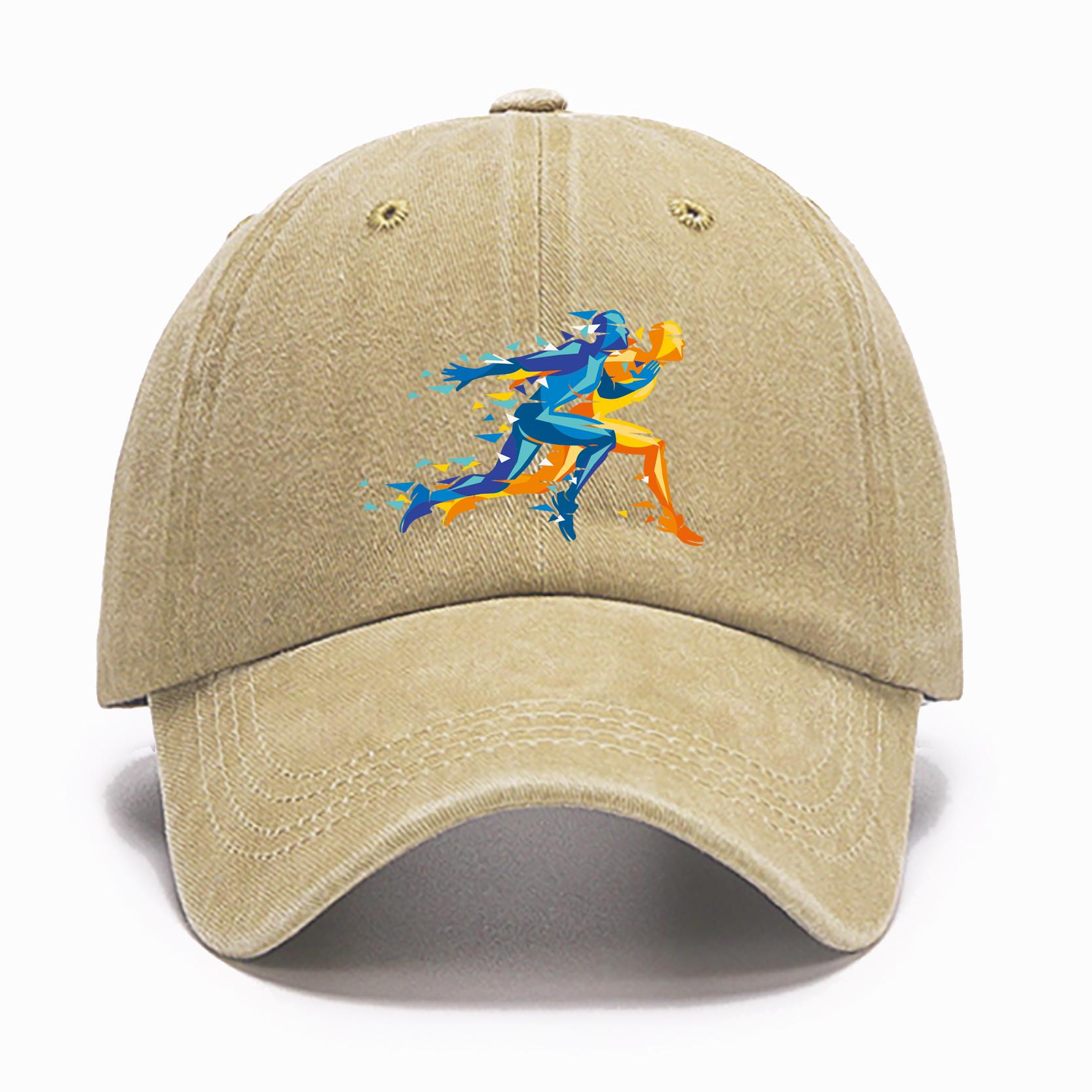 

Женская регулируемая бейсболка из хлопка с красочным принтом в виде забега — легкая, неэластичная, изогнутая кепка для папы для занятий спортом на открытом воздухе as the picture хаки