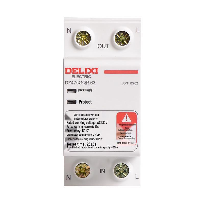 Delixi DZ47sGQF/R Self-Resetting Voltage Protector, Over/Under Voltage Protection for Single and Three-Phase Systems