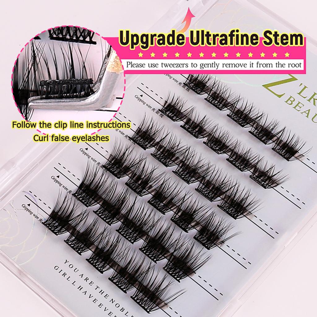 Z'LRAQI BEAUTY Individuelle falske øyevipper Selvklebende klynge falske øyevipper Limfrie øyevipper