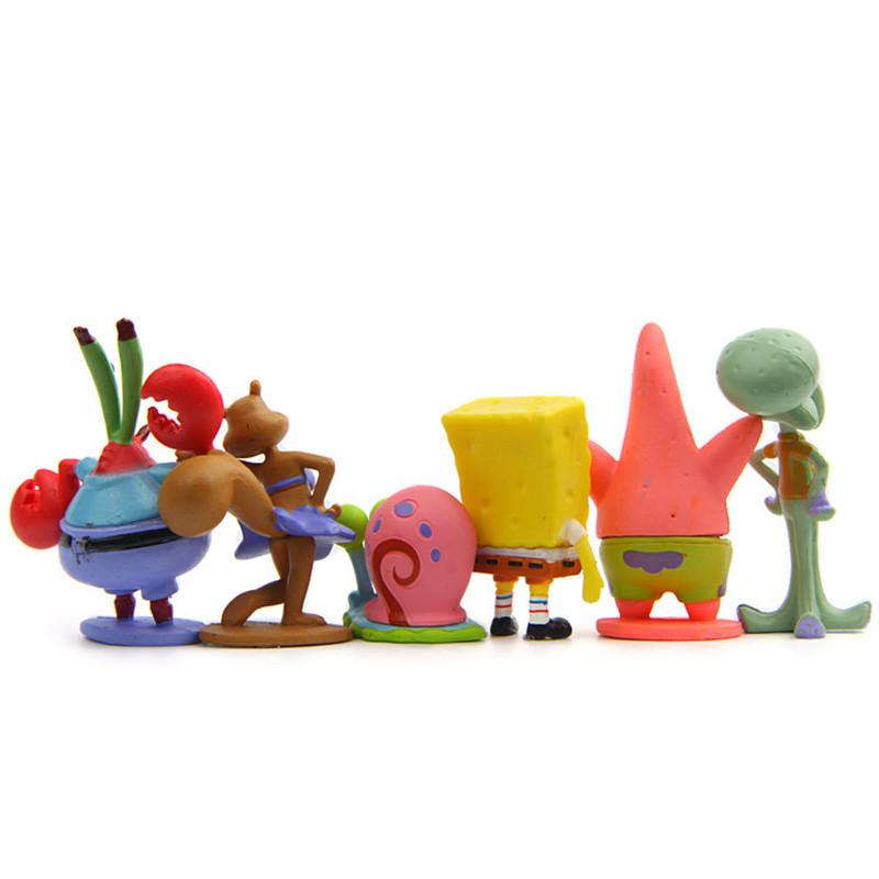 Spongebob Anime Figure Patrick Star Octopus Brother Handmade Model Cartoon Toys for Ornaments 6PCS/8PCS Set Cake Decoration