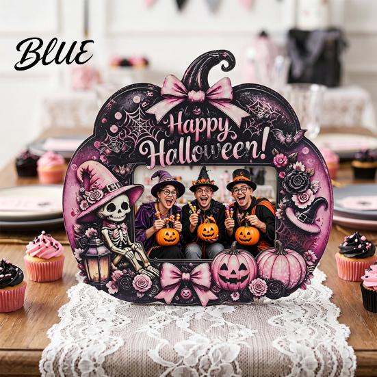 Vintage Pastoral Style Halloween Photo Frame Wooden Desktop Picture Holder for Spooky Party Decoration Bed And Breakfast Decor Festive Home