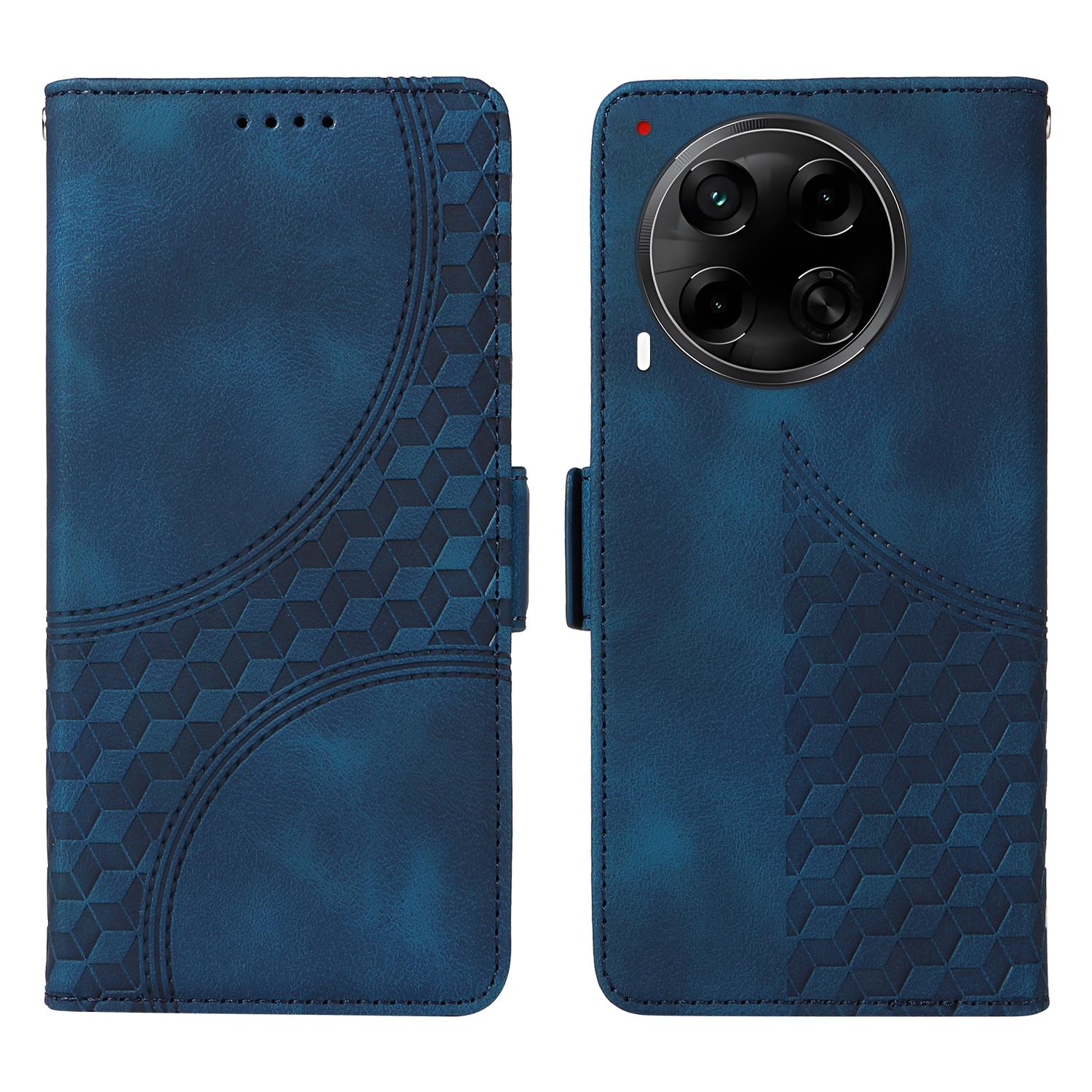 

Для TECNO Camon 30S Pro 4G/Camon 30S 4G Чехол PU Кожаный Чехол для Телефона Ромбовидный Звездный Тисненый Blue