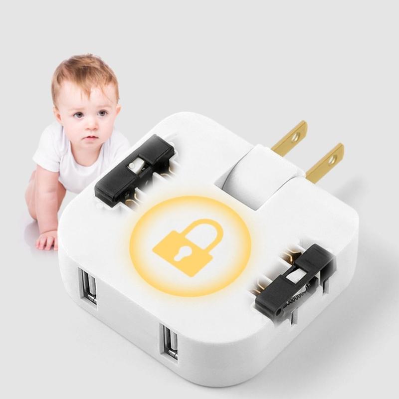 4 In 1 Rotatable Socket Converter Flat Pin Plug AC Outlet Extender Wall Tag Plug with 2USB Charge Adapter 180°Rotary