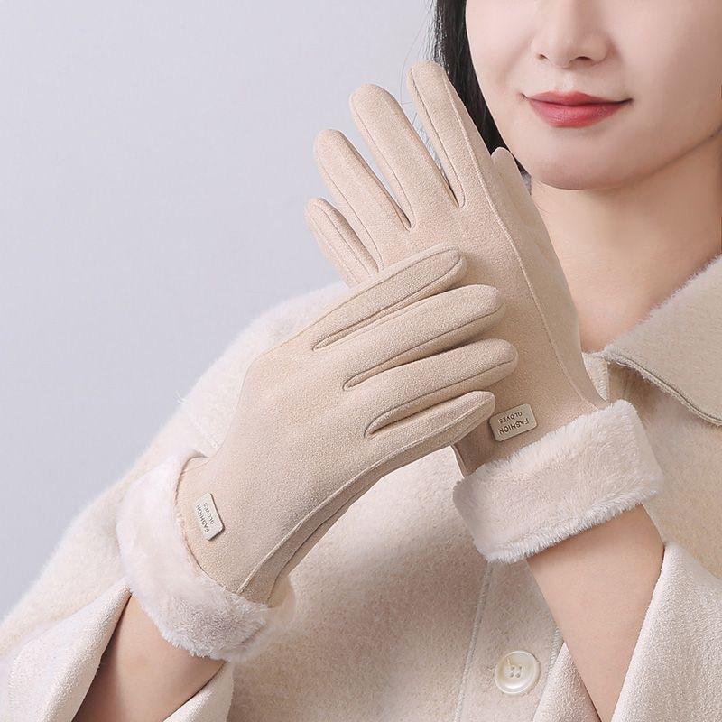 Winter Women's Gloves German Velvet Cotton Warm Cold  Plus Velvet Cycling Cold Tap Screen  Warm Gloves