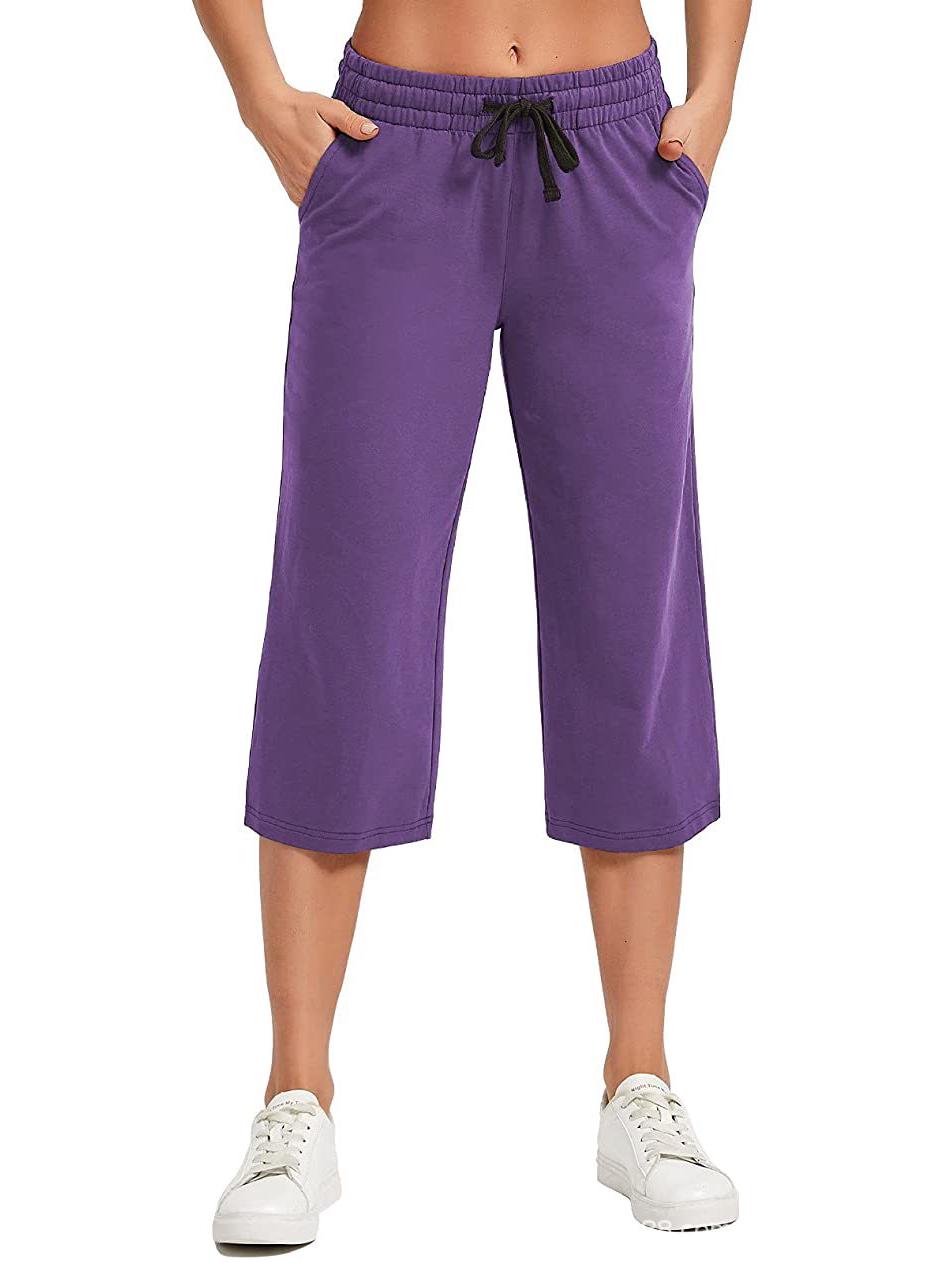 

Женские брюки капри для йоги с внутренним карманом - Повседневные и для занятий спортом в помещении, Прямой широкий крой Extra Large