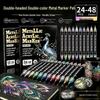 Dual Tip Metallic Acrylic Marker Set for Students - Double Color Pens for Graffiti, Painting, and Coloring