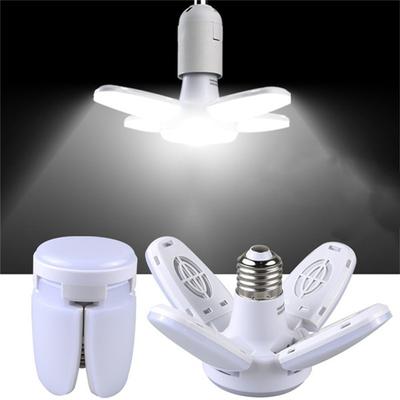 E27 LED-Lampe, Ventilatorflügel, Garagenlicht, verformbar, AC85–265 V, 28 W, faltbare Deckenleuchte, Werkstattlampe, LED-Glühbirne für Zuhause, Deckenleuchte