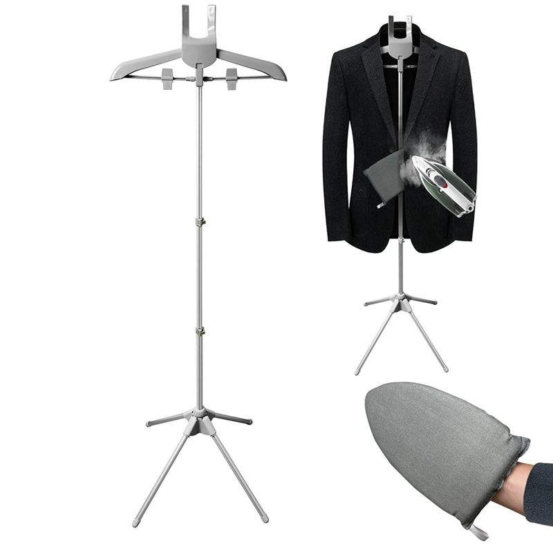 ABIY Garment Steamer Stand Foldable With Ironing Gloves For Clothes, Adjustable Steamer Rack With Two Clips For Suit And Shirt