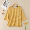 ZANZEA Women Casual Round Neck 3/4 Sleeve Loose Polka Dot Print Blouse
