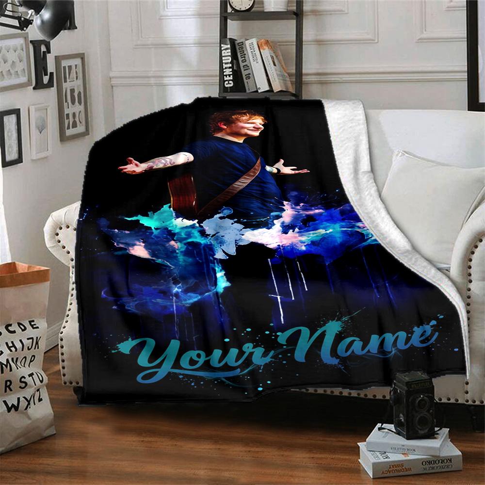 Sheeran Personalized Text Blanket Multi-purpose Customizable Blanket Soft Warm Cozy Great for Nap Picnics Bed Chair Ideal for All Seasons