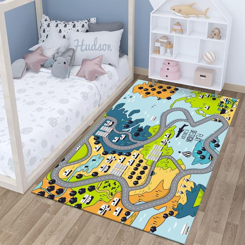 City Traffic Parking Carpet Cartoon Educational Children Play Mat Non Slip Rugs for Bedroom Decor Home Decoration Washable Rug