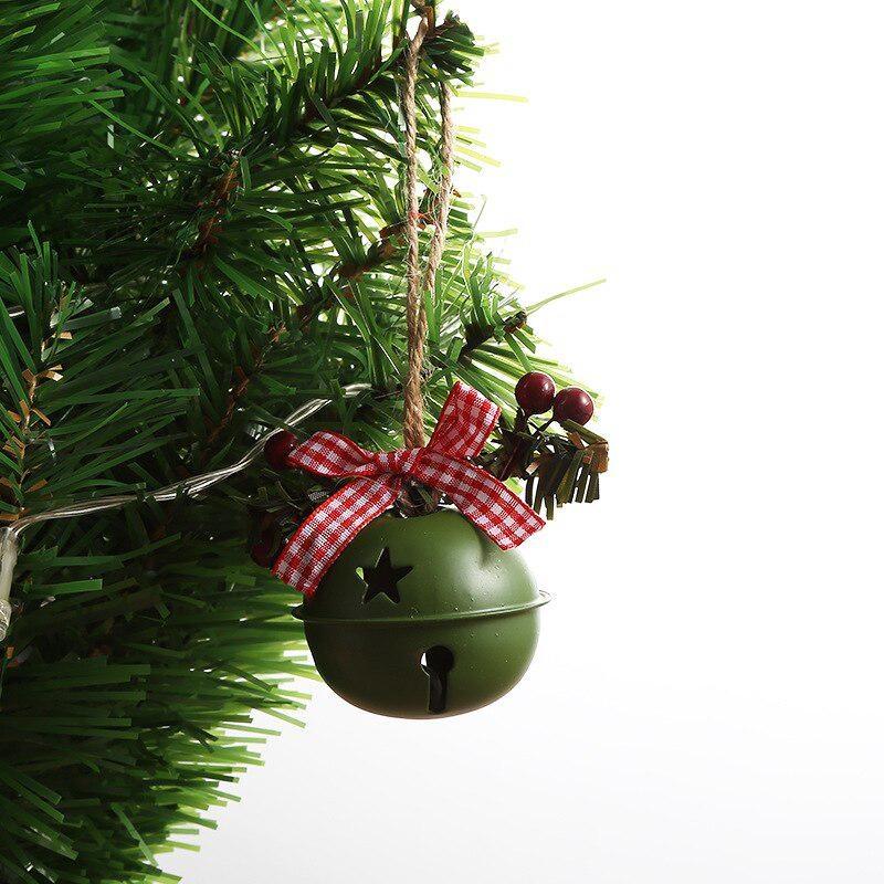 

Christmas Iron Round Bell Decoration Accessories Twine Holly Berry Christmas Bell Pendant зелений