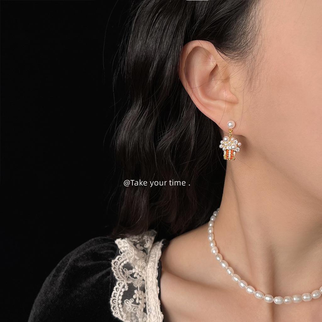 Micro-inlaid zircon personalized designer ice cream-plated 14K earrings, new earrings, jewelry wholesale