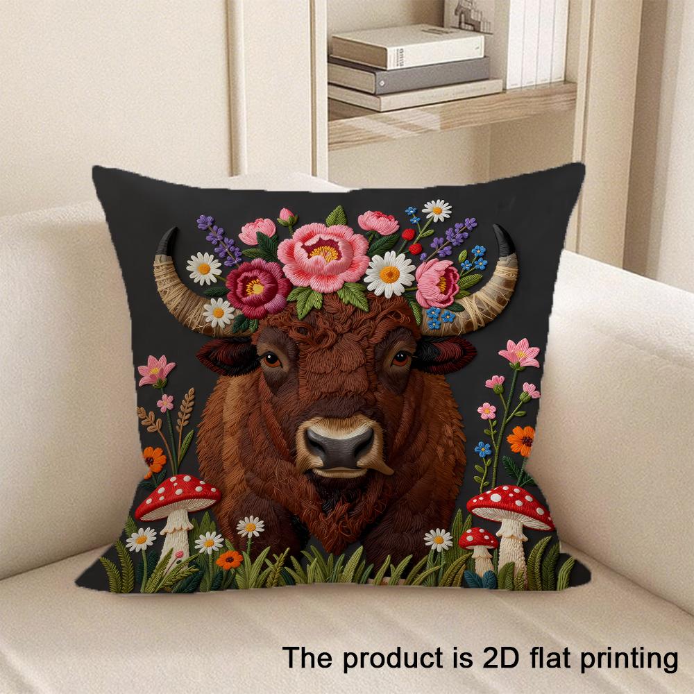1Pc Adorable 2D Flat Printed Pet And Animal Patterned Pillowcases Sofa Cushion Cover Home Bedroom Room Decoration