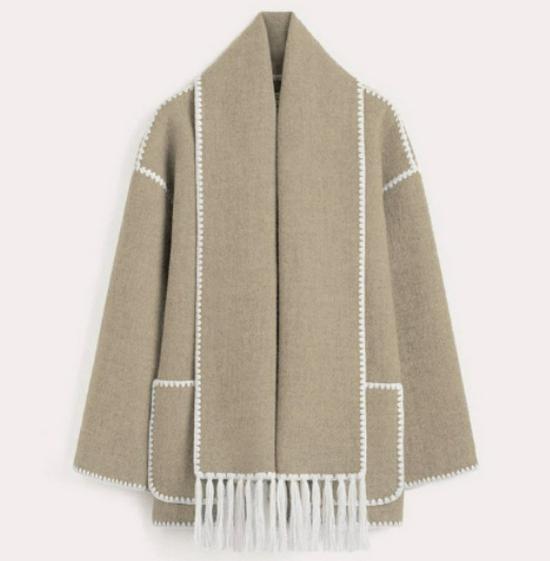 2023 Autumn/Winter Women's Wool Coat with Scarf & Tassels - European & American Style, Thick & Loose.