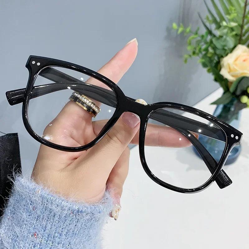 Square Finished Ladies Myopia Glasses Ultralight Oversized Frame Anti Blue Light Prescription Minus Eyewear Diopter 0 To -6.0