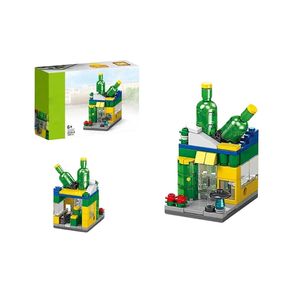 Children's Small  Street View Building , City Building Models Compatible With Puzzle Assembly, Boys' And Girls' Toys