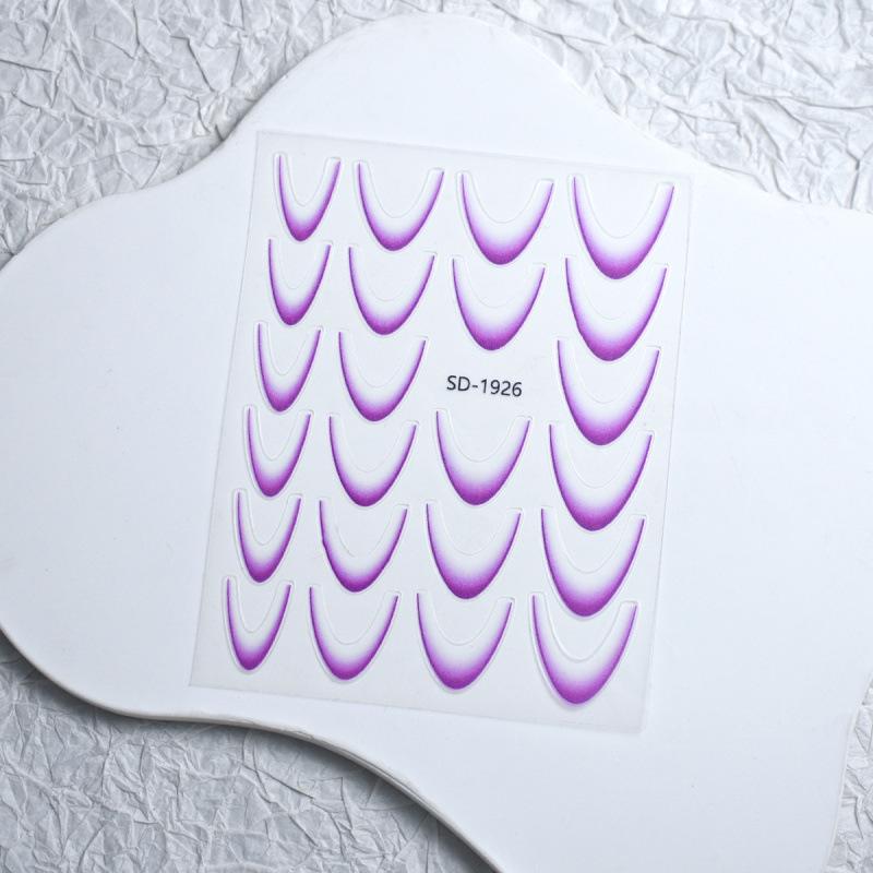 Gradient French Nail Art Stickers - Crescent Smile & Arc Decals