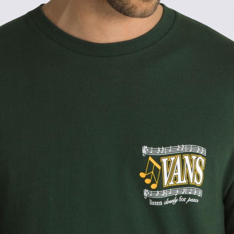Vans Loose Fit Round Neck Solid Color Letter Print Short Sleeve T-Shirt Unisex Tops Green VN0008F3BD6