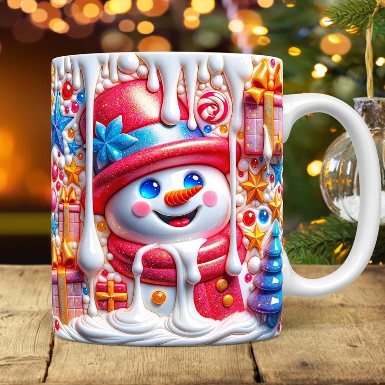3D Christmas Christmas Ceramic Coffee Mug Xmas Gift Tea Cup Snowman New