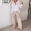 Women's Fashion Casual Long Sleeve POLO Neck Pants Suits