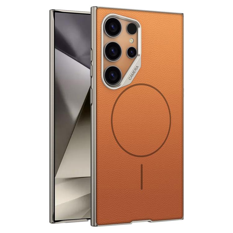 GKK Large Camera Hole Metal Paint Skin Feel Vegan Leather Magnetic Phone Case For Samsung Galaxy S24 Ultra 5G