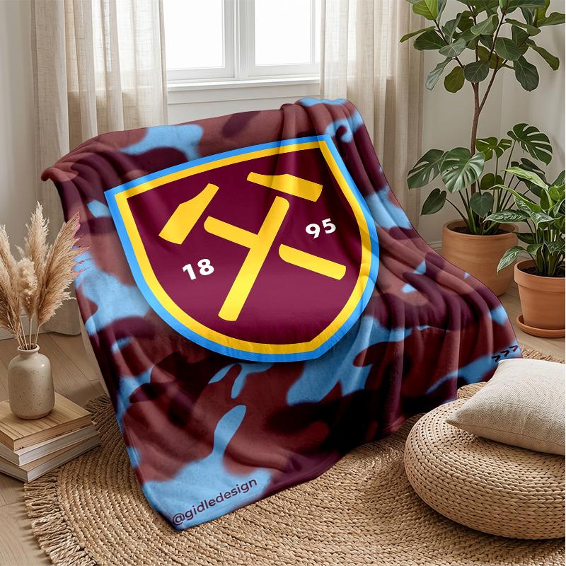 Coperta in Flanella con Stampa West Ham United, Morbida Calda Leggera Coperta da Divano Letto Campeggio