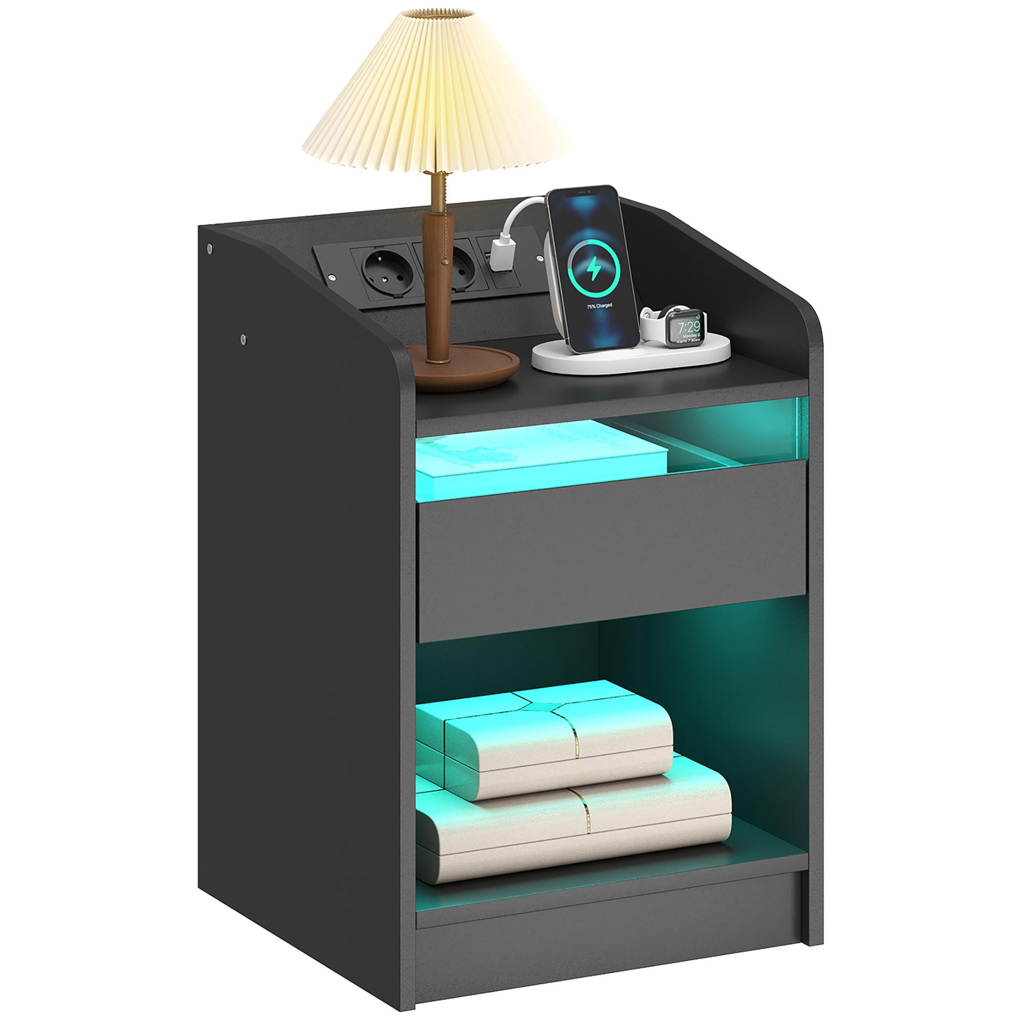 Nightstand with Charging Station RGB LED