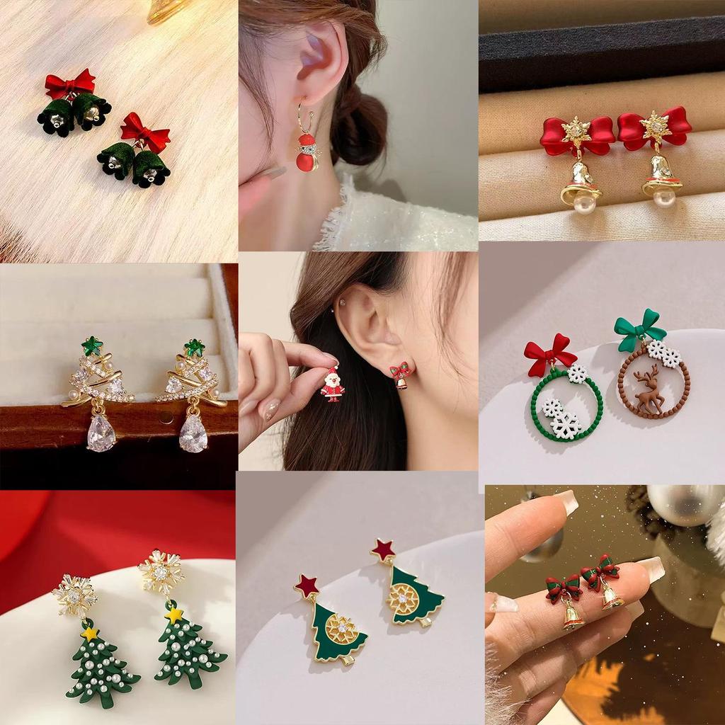 European & American S925 Silver Christmas Asymmetrical Earrings - Cute & Sweet Holiday Gift for Women