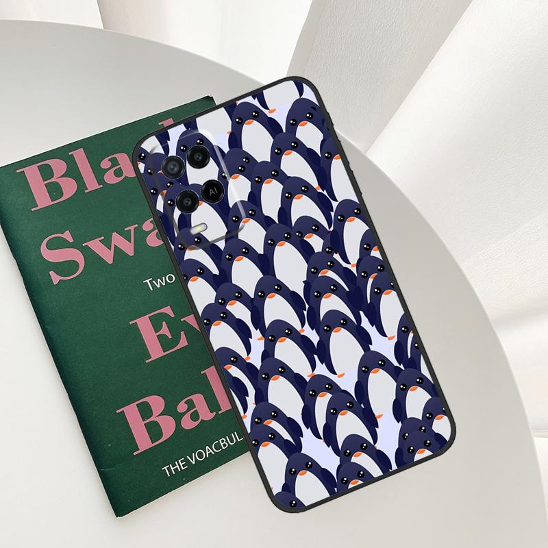 Cartoon Penguin Case For Oppo A15 A16 A17 A52 A72 A76 A96 A54 A74 A94 A54S A57S A58 A78 A98 A57 A77 Cover
