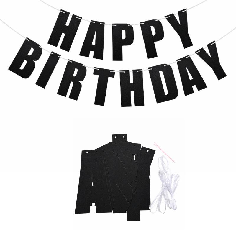 Gold Glitter Happy Birthday Laser Cut Banner with Pearlescent Paper Letters