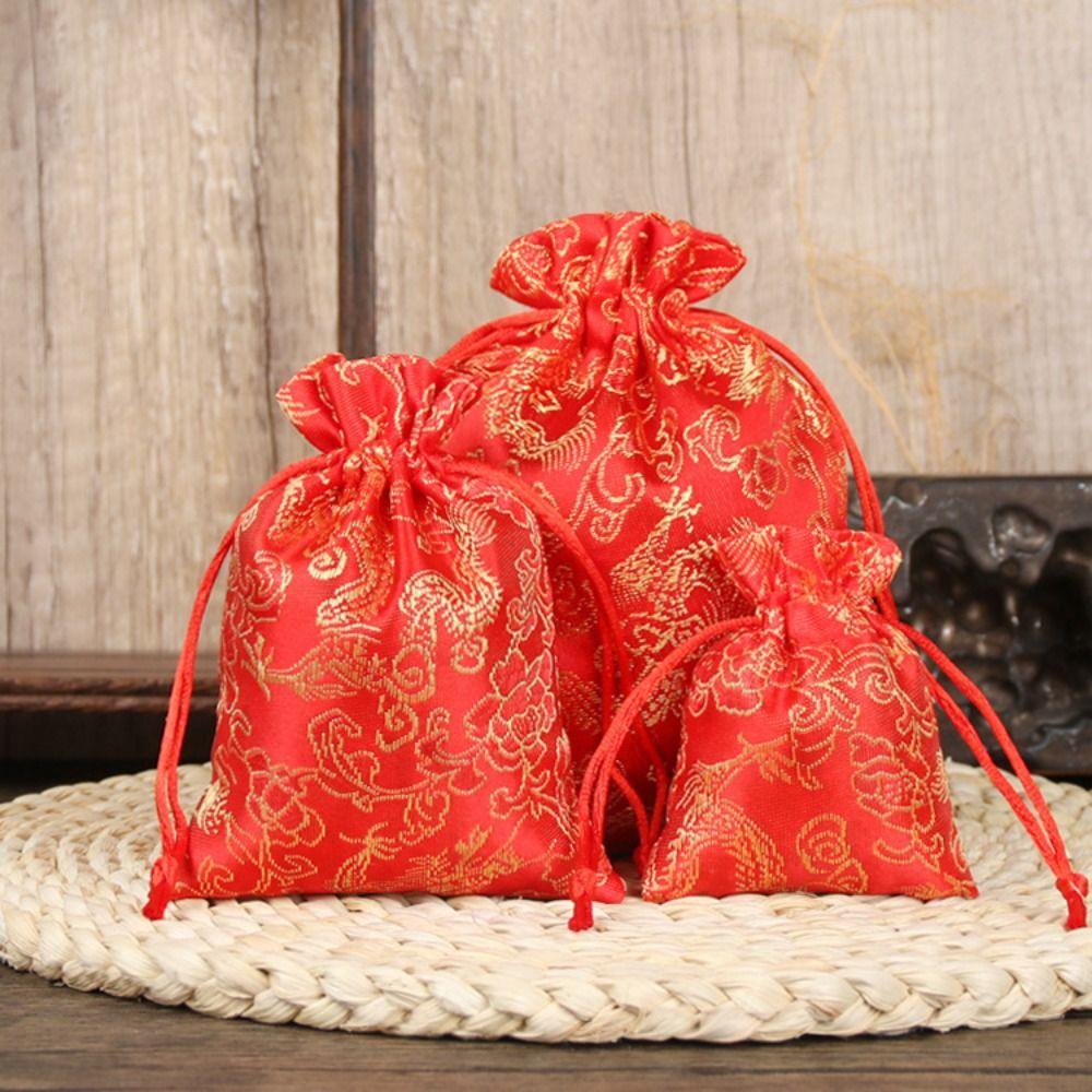 

Chinese Style Canvas Flower Handbag Dragon Small Coin Purse Wallet Outdoor m жёлтый