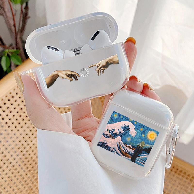 

Забавная масляная живопись Ван Гога Мягкий прозрачный чехол из ТПУ для Airpods Pro 3 2 1 Сексуальные мягкие прозрачные силиконовые чехлы для наушников Airpod