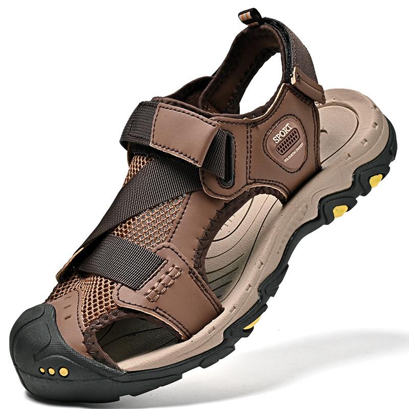 

Oulylan мужские сандалии для отдыха на природе водонепроницаемые нескользящие туфли повседневные пляжные сандалии для мужчин дышащие полые римские туфли 46