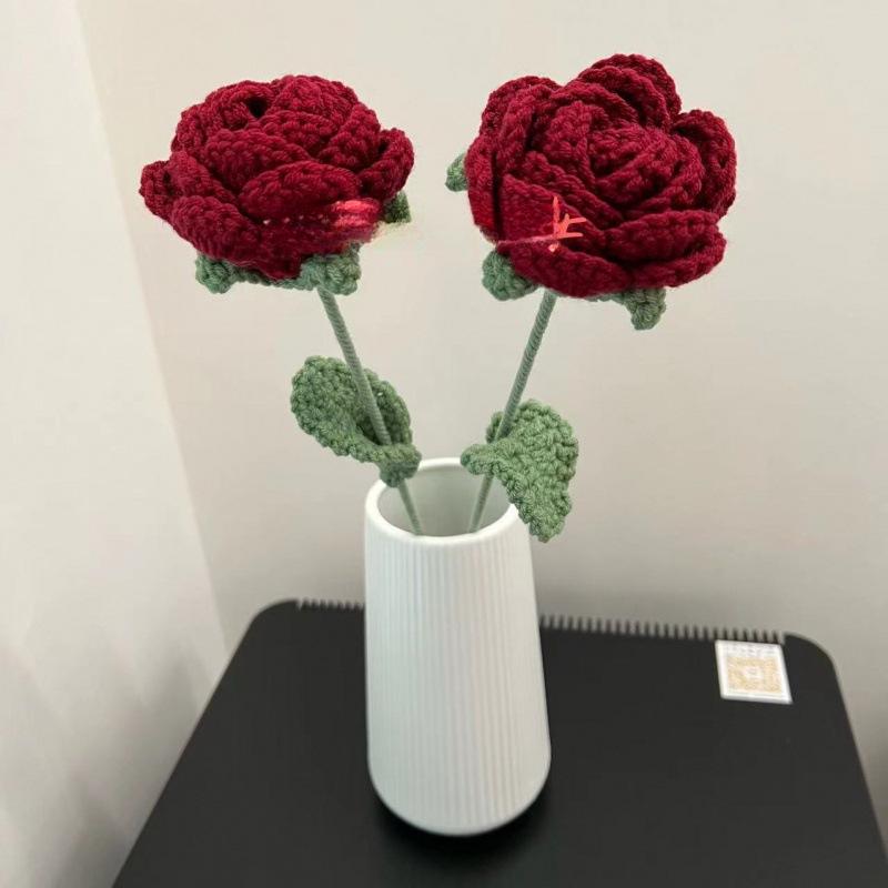 Crochet Rose Bouquet: TV Cabinet & Living Room Faux Floral Decor