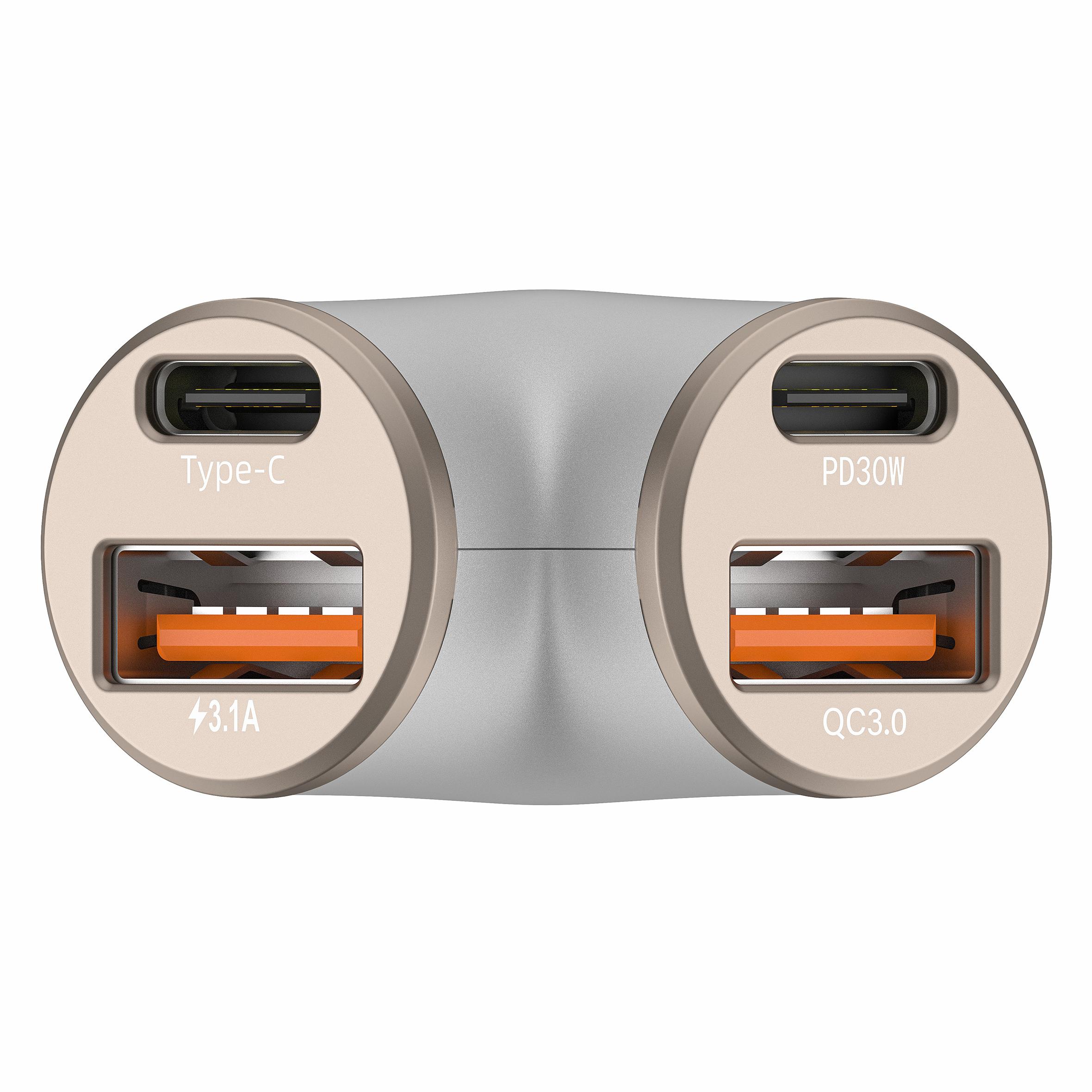 

A2 78W Y-Shaped Car Charger 2 USB + 2 Type-C Phone Fast Charging Power Adapter Black