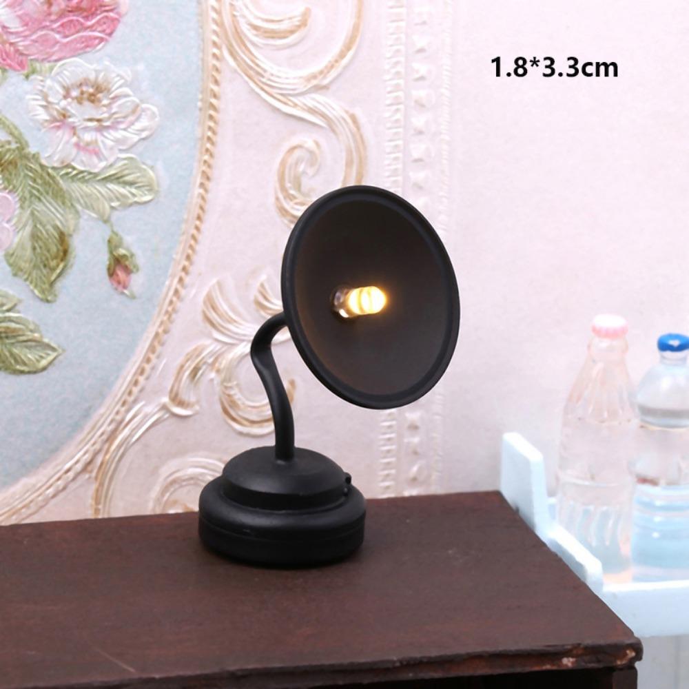 1:12 Miniature LED Golden Light Mini Home Table Lamp Model  Doll House Accessories