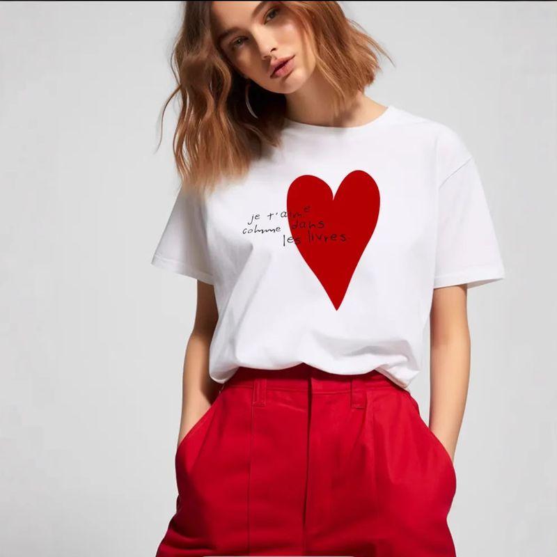 Western Style New Fashion Casual Loose Print round Neck Short sleeve T-shirt Top Printed T-shirt Top