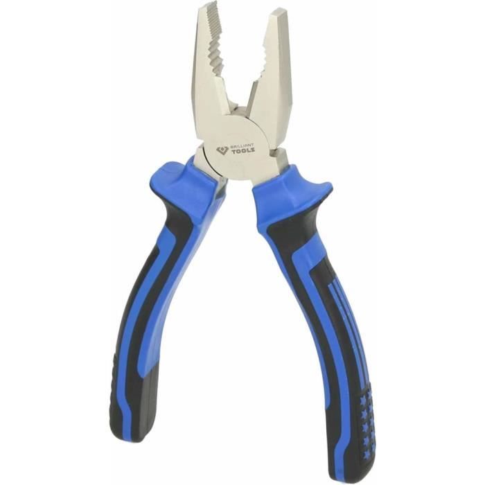 Pince Universelle - BRILLIANT TOOLS BT060900 - Poignée Bi-matière - 180mm - Couleur Bleue